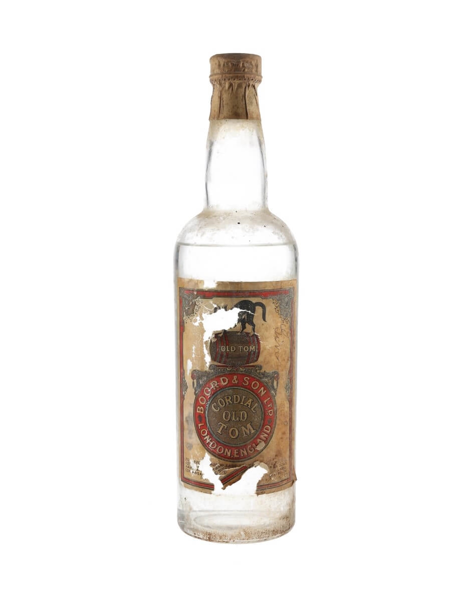 An aged bottle of Old Tom gin from 1950.
